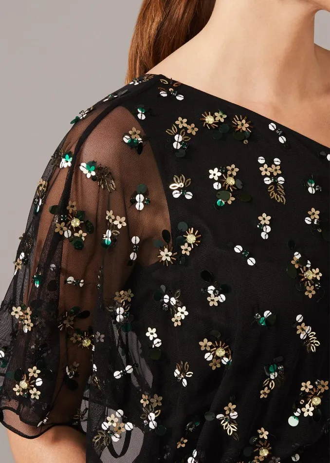 Phase Eight Dresses Adele Sequinned One Shoulder Dress Black 8211 Women