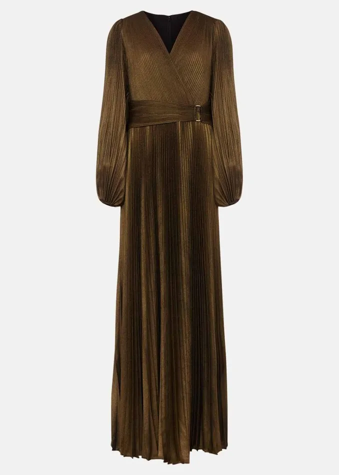Phase Eight Dresses Adrianna Foil Pleated Maxi Dress Metallic 8211 Women