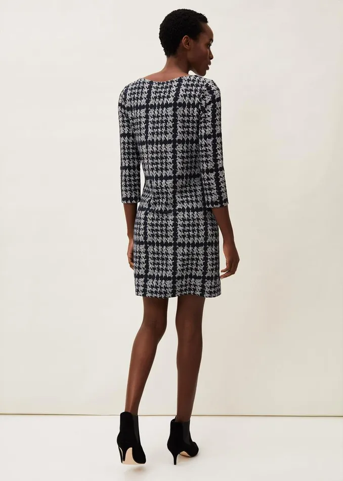 Phase Eight Dresses Amani Houndstooth Check Tunic Dress Navygrey 8211 Women