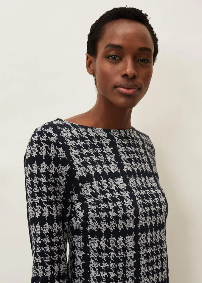 Phase Eight Dresses Amani Houndstooth Check Tunic Dress Navygrey 8211 Women