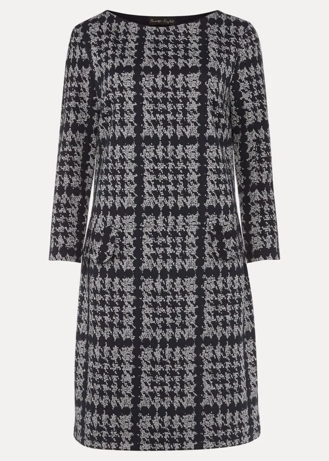 Phase Eight Dresses Amani Houndstooth Check Tunic Dress Navygrey 8211 Women