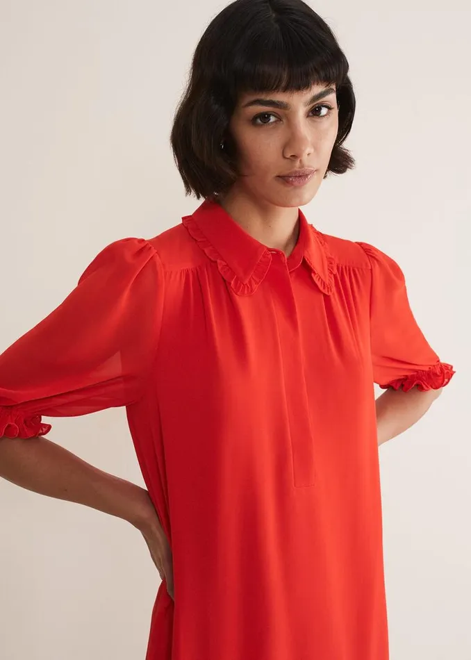 Phase Eight Dresses April Chiffon Mini Dress Red 8211 Women
