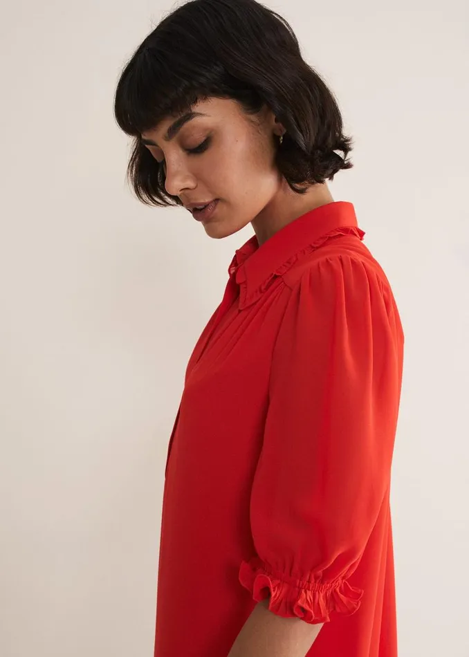 Phase Eight Dresses April Chiffon Mini Dress Red 8211 Women