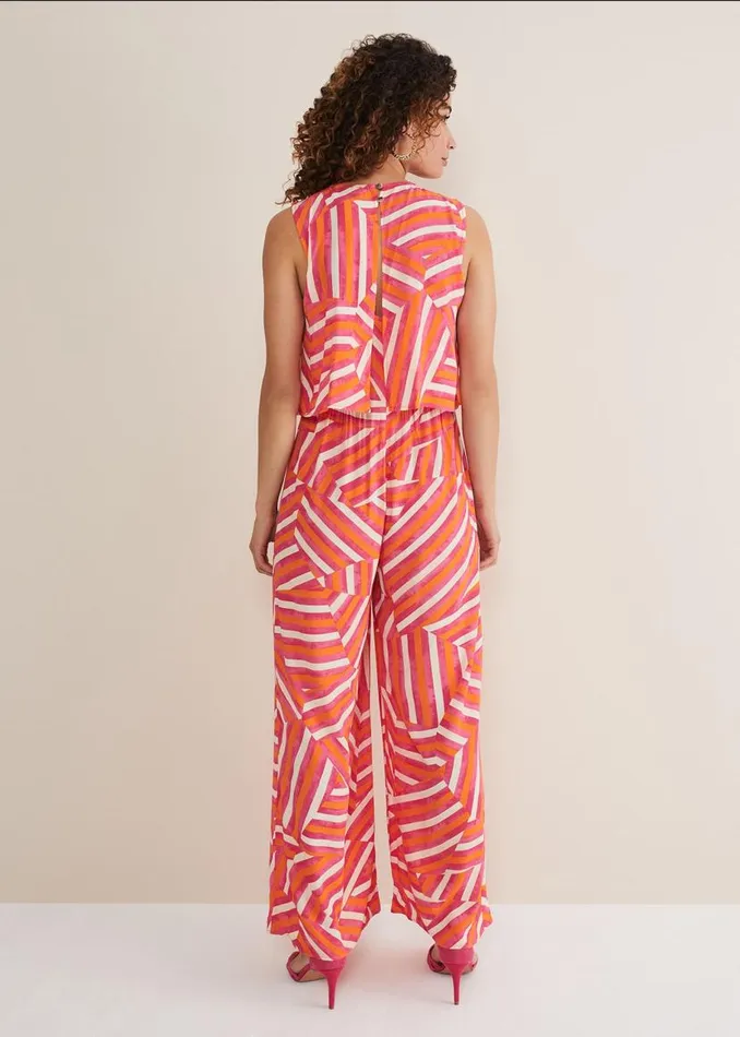 Phase Eight Dresses Aubrey Striped Wide Leg Jumpsuit Pinkorange 8211 Women