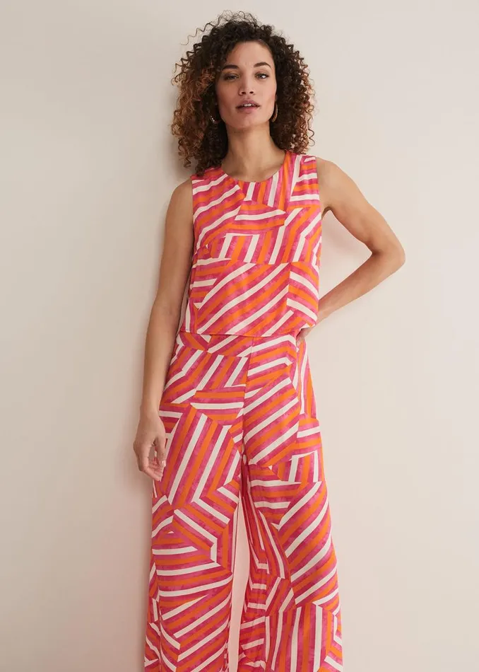 Phase Eight Dresses Aubrey Striped Wide Leg Jumpsuit Pinkorange 8211 Women