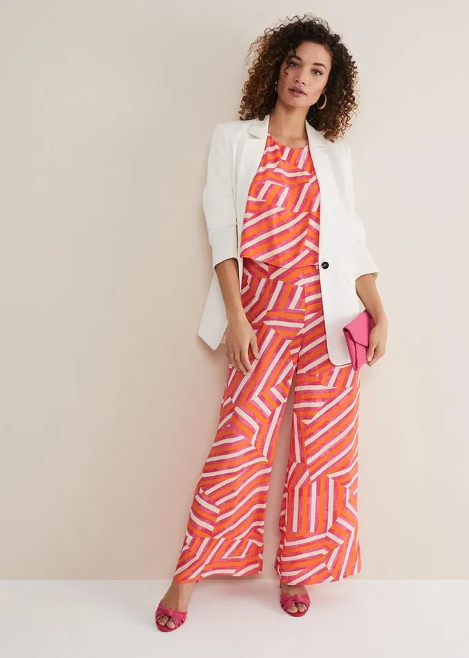 Phase Eight Dresses Aubrey Striped Wide Leg Jumpsuit Pinkorange 8211 Women