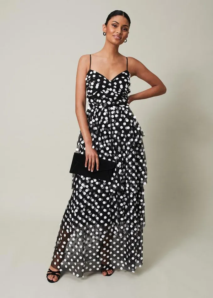 Phase Eight Dresses Avianna Sequin Tulle Maxi Dress Blackivory 8211 Women