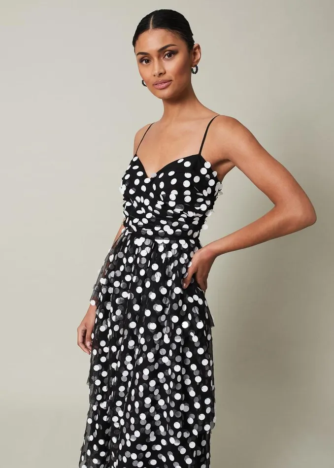 Phase Eight Dresses Avianna Sequin Tulle Maxi Dress Blackivory 8211 Women