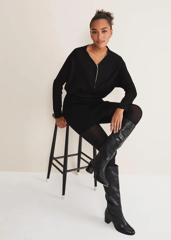 Phase Eight Dresses Becca Zip Neck Detail Dress Black 8211 Women