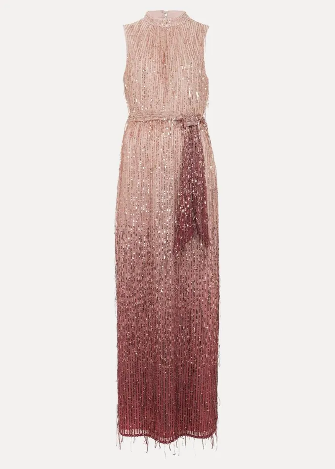 Phase Eight Dresses Becka Fringe Sequin Maxi Dress Pink 8211 Women
