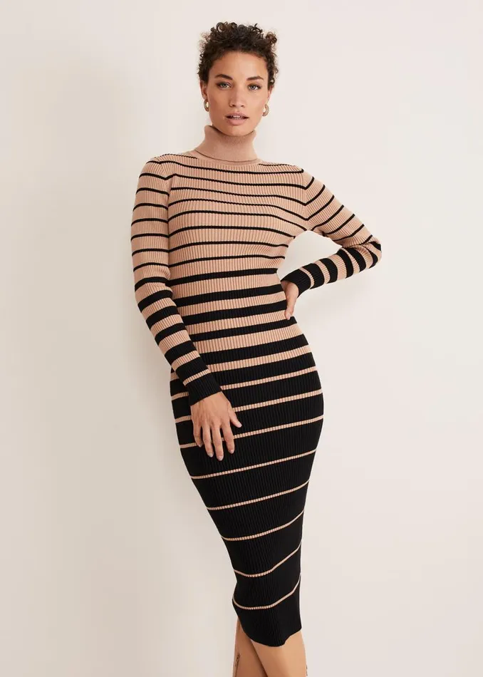 Phase Eight Dresses Bettie Ombre Colourblock Ribbed Dress Camelblack 8211 Women Phase Eight Dresses Bettie Ombre Colourblock Ribbed Dress Camelblack 8211 Women