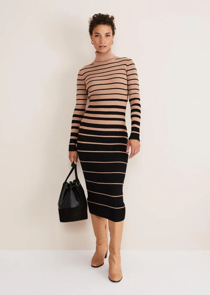 Phase Eight Dresses Bettie Ombre Colourblock Ribbed Dress Camelblack 8211 Women Phase Eight Dresses Bettie Ombre Colourblock Ribbed Dress Camelblack 8211 Women
