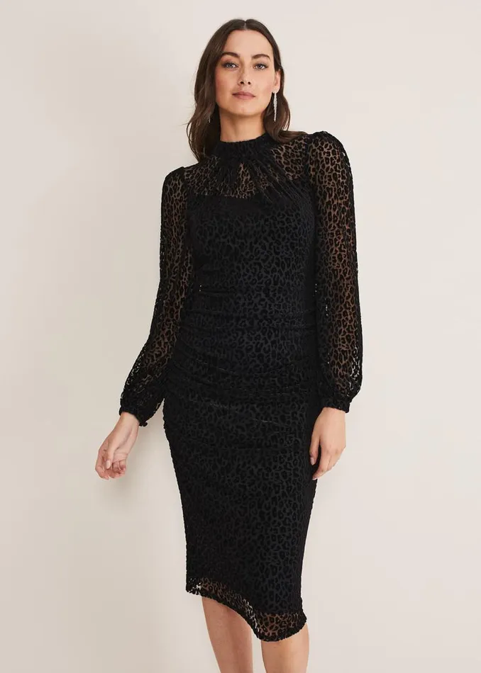 Phase Eight Dresses Capriana Leopard Burnout Dress Black 8211 Women