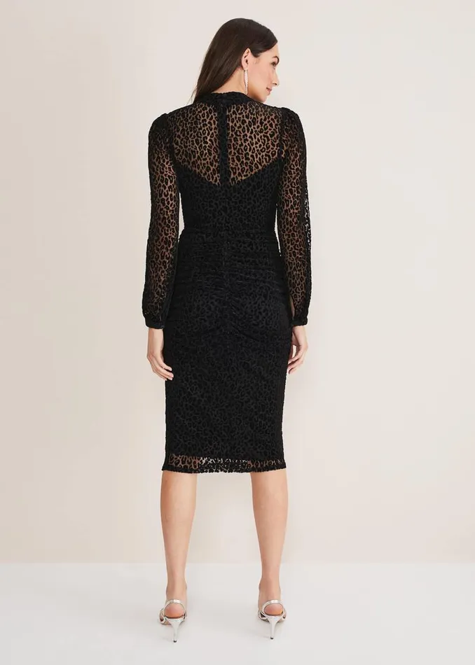 Phase Eight Dresses Capriana Leopard Burnout Dress Black 8211 Women