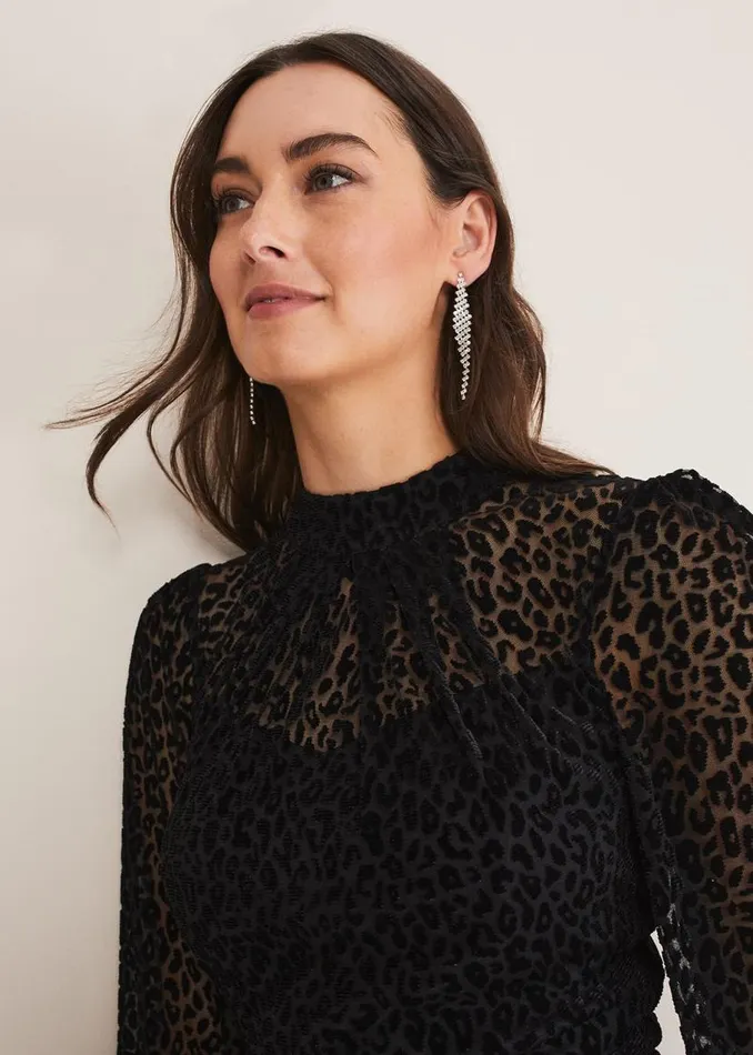 Phase Eight Dresses Capriana Leopard Burnout Dress Black 8211 Women
