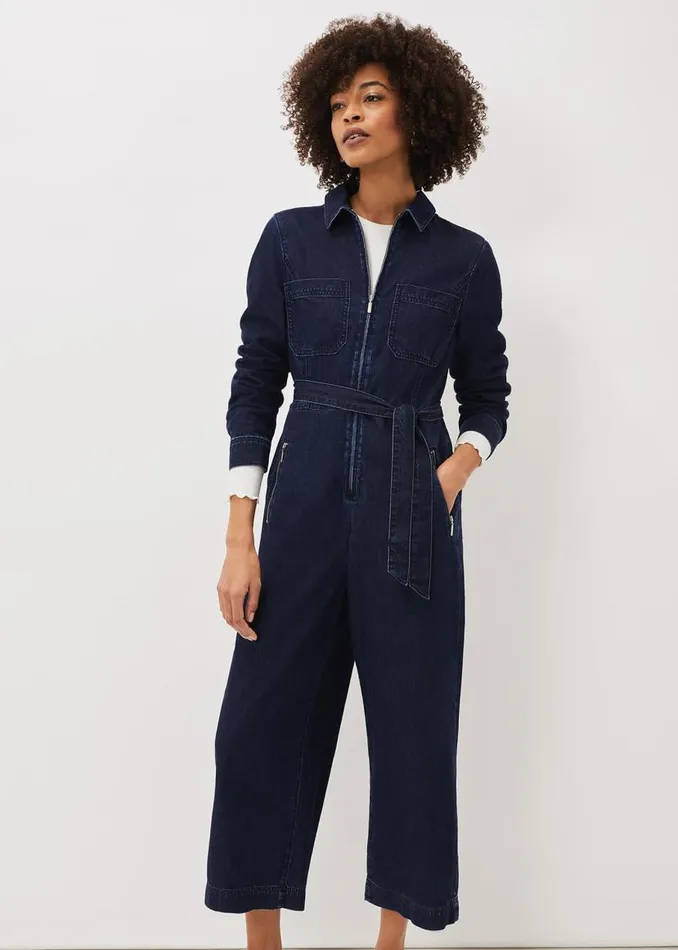 Phase Eight Dresses Cecile Denim Wide Leg Jumpsuit Denim 8211 Women