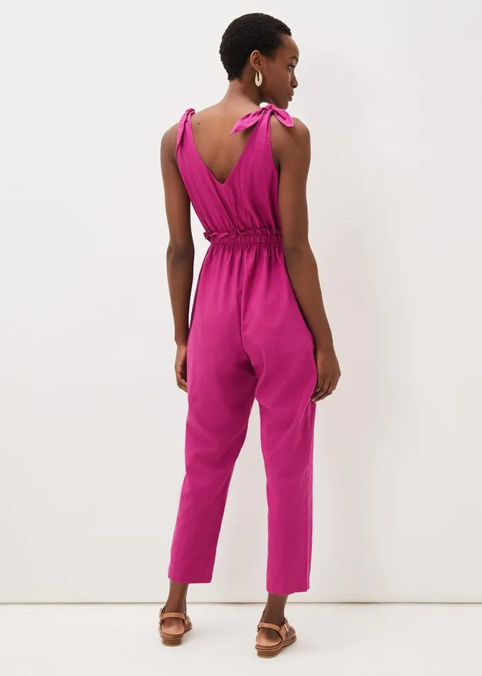 Phase Eight Dresses Chessie Linen Tie Jumpsuit Orchid 8211 Women