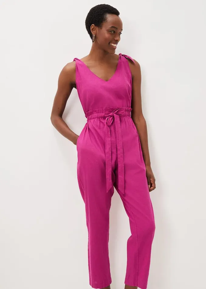 Phase Eight Dresses Chessie Linen Tie Jumpsuit Orchid 8211 Women