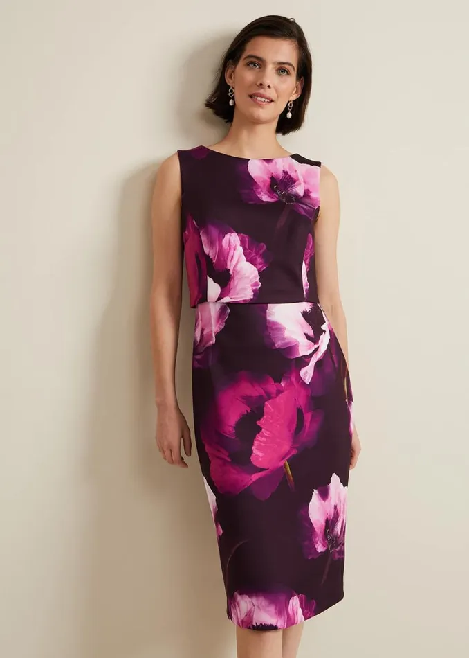 Phase Eight Dresses Christie Printed Scuba Midi Dress Multicoloured 8211 Women