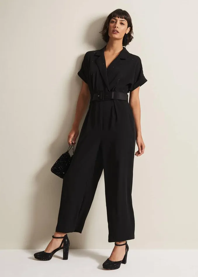 Phase Eight Dresses Constance Black Wide Leg Jumpsuit Black 8211 Women