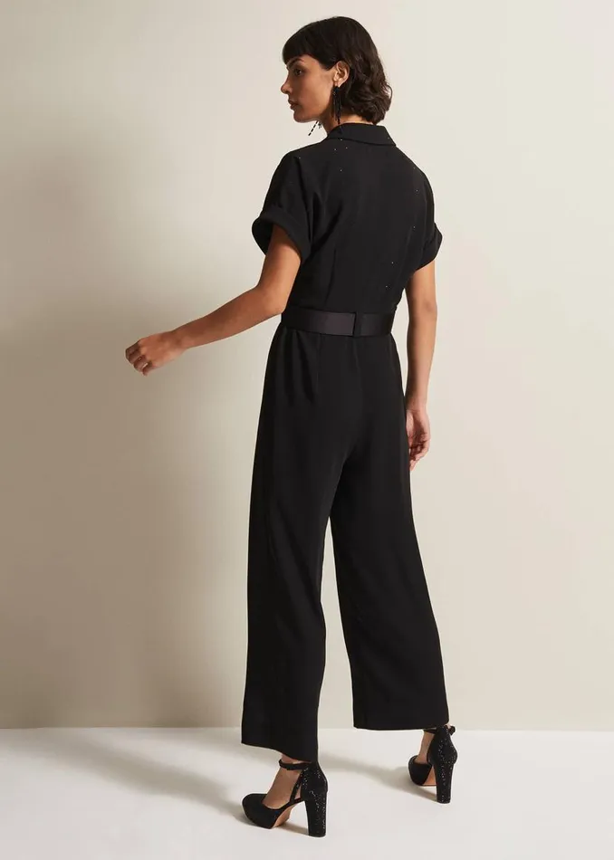 Phase Eight Dresses Constance Black Wide Leg Jumpsuit Black 8211 Women