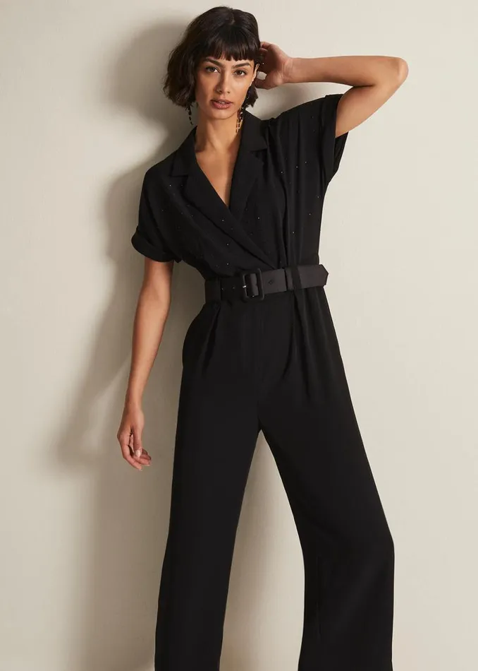 Phase Eight Dresses Constance Black Wide Leg Jumpsuit Black 8211 Women