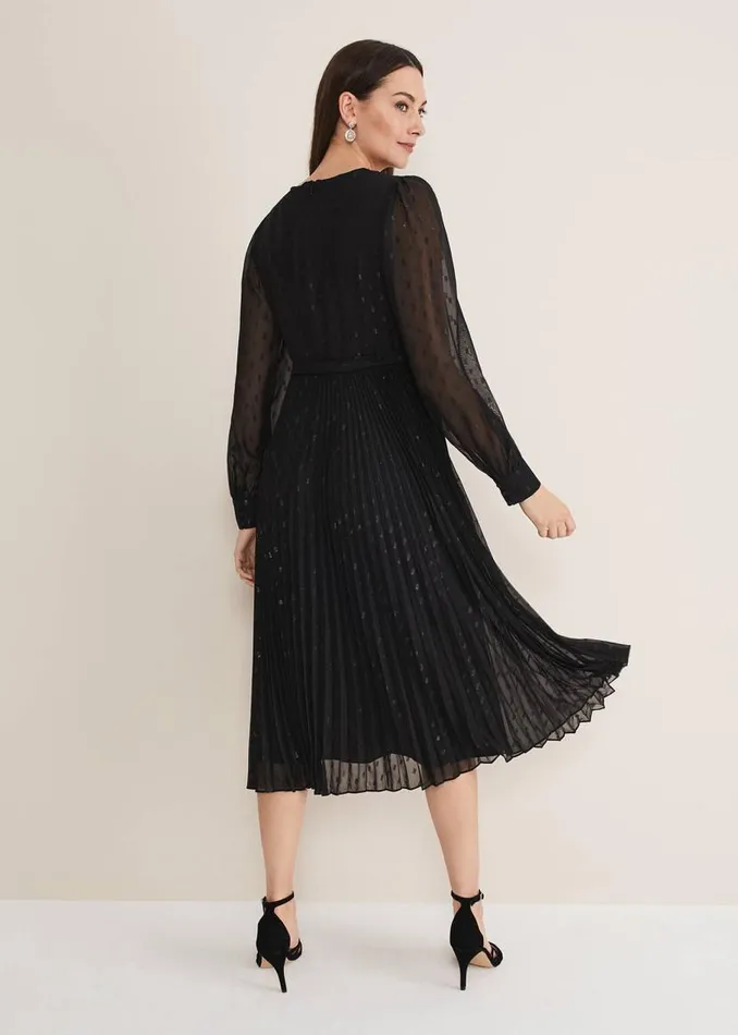 Phase Eight Dresses Dani Shimmer Pleat Dress Blacksilver 8211 Women
