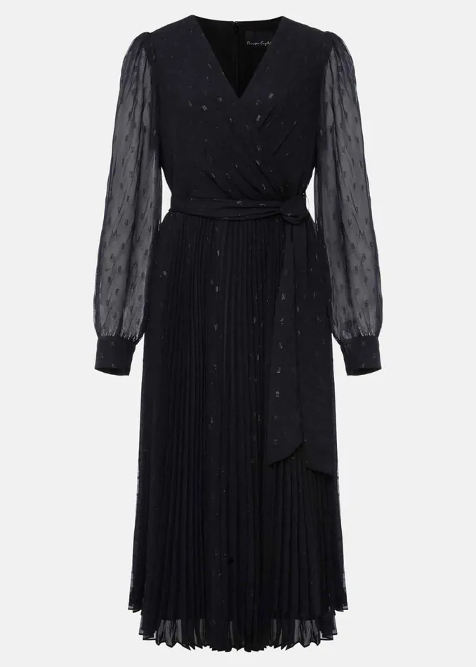 Phase Eight Dresses Dani Shimmer Pleat Dress Blacksilver 8211 Women