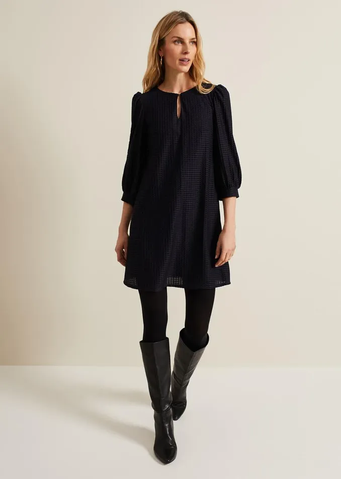 Phase Eight Dresses Dannie Textured Tunic Dress Navy 8211 Women