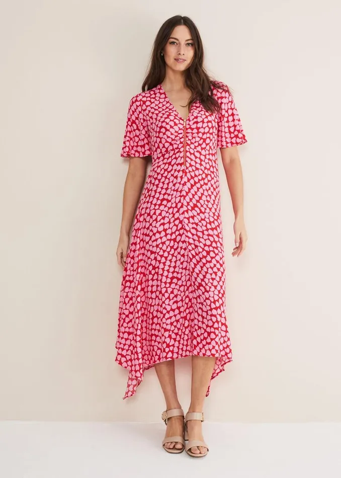 Phase Eight Dresses Darcie Heart Midi Dress Pinkred 8211 Women