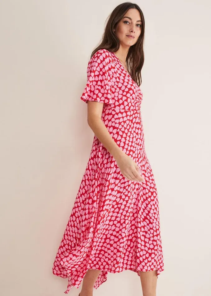 Phase Eight Dresses Darcie Heart Midi Dress Pinkred 8211 Women