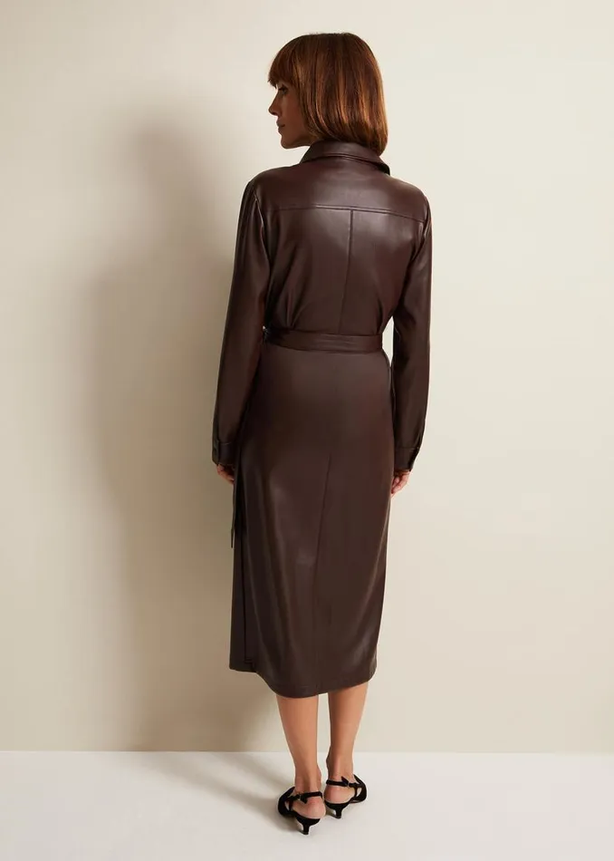 Phase Eight Dresses Dila Faux Leather Shirt Midi Dress Purple 8211 Women