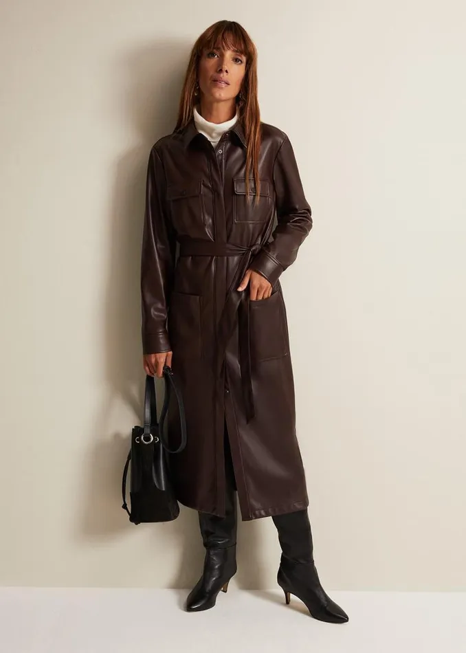 Phase Eight Dresses Dila Faux Leather Shirt Midi Dress Purple 8211 Women