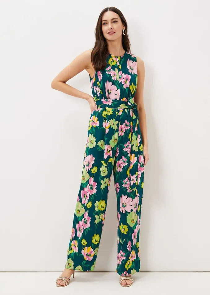 Phase Eight Dresses Effie Printed Jumpsuit Tealmulti 8211 Women