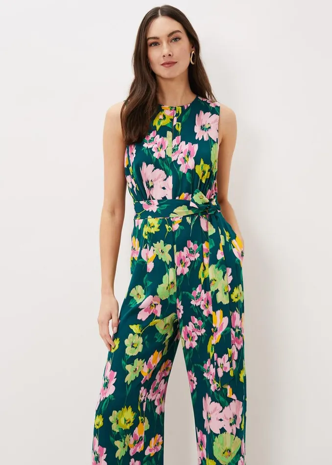 Phase Eight Dresses Effie Printed Jumpsuit Tealmulti 8211 Women