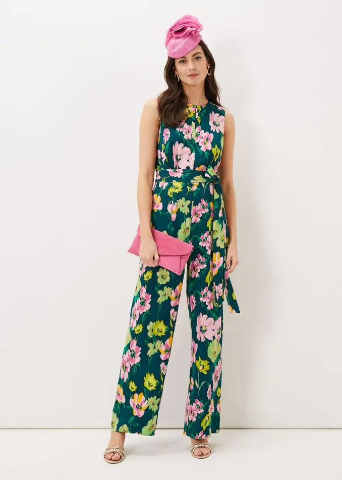 Phase Eight Dresses Effie Printed Jumpsuit Tealmulti 8211 Women