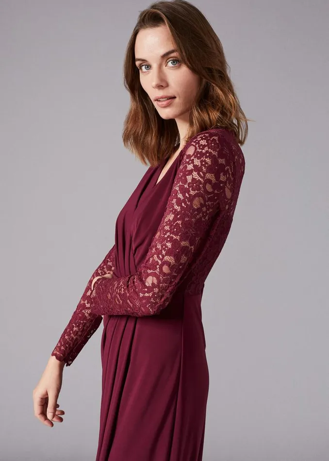 Phase Eight Dresses Elanor Lace Maxi Dress Berry 8211 Women