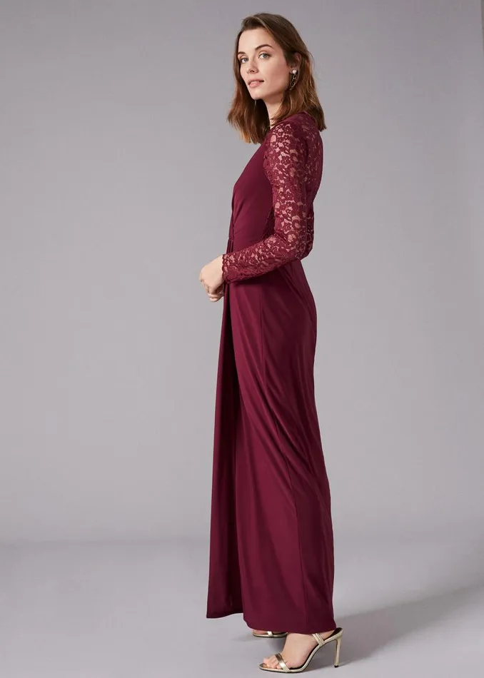 Phase Eight Dresses Elanor Lace Maxi Dress Berry 8211 Women