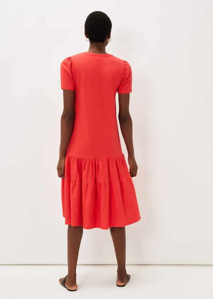 Phase Eight Dresses Elizebeth Cotton Tiered Midi Dress Chilli Red 8211 Women Phase Eight Dresses Elizebeth Cotton Tiered Midi Dress Chilli Red 8211 Women