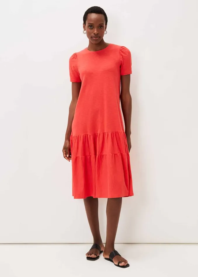 Phase Eight Dresses Elizebeth Cotton Tiered Midi Dress Chilli Red 8211 Women Phase Eight Dresses Elizebeth Cotton Tiered Midi Dress Chilli Red 8211 Women