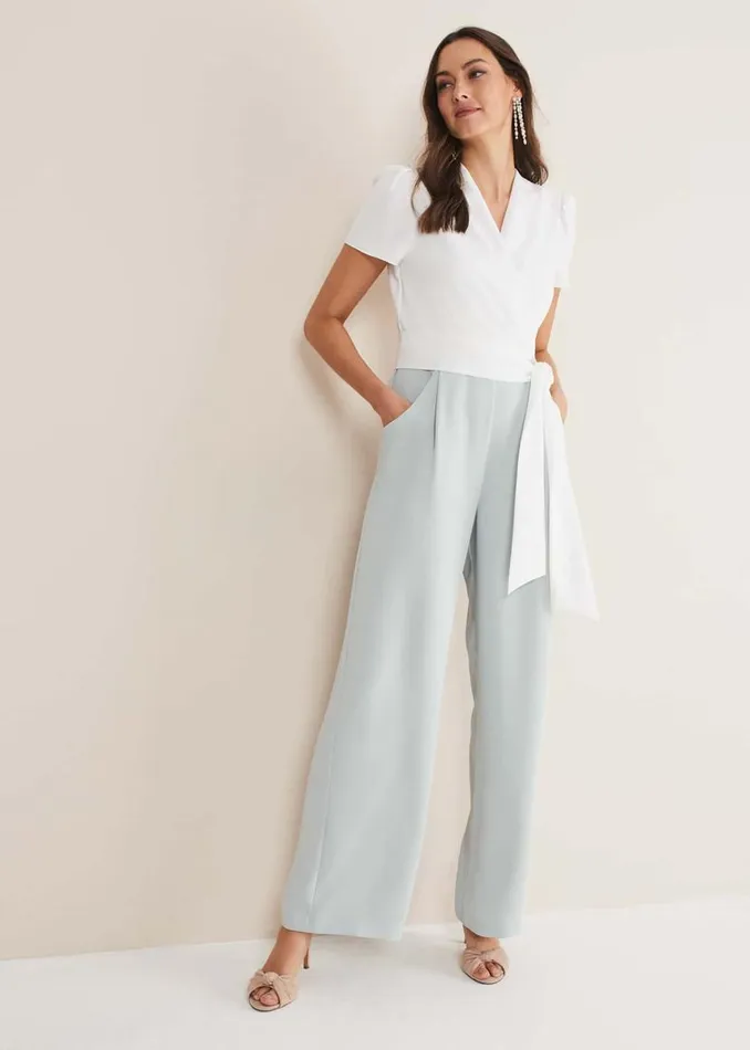 Phase Eight Dresses Eloise Wide Leg Jumpsuit Eau De Nilivory 8211 Women