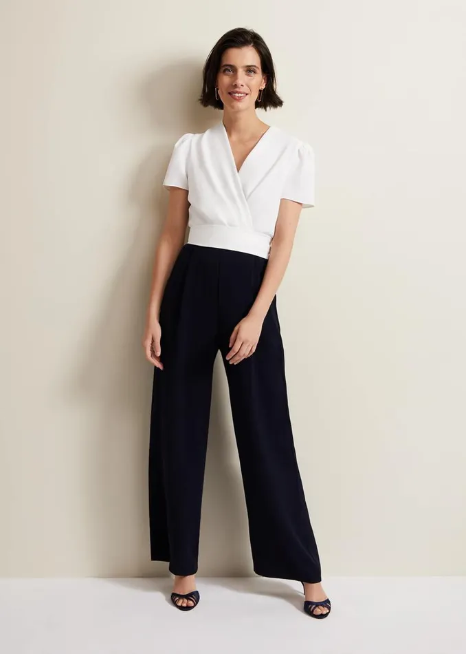 Phase Eight Dresses Eloise Wide Leg Jumpsuit Navyivory 8211 Women