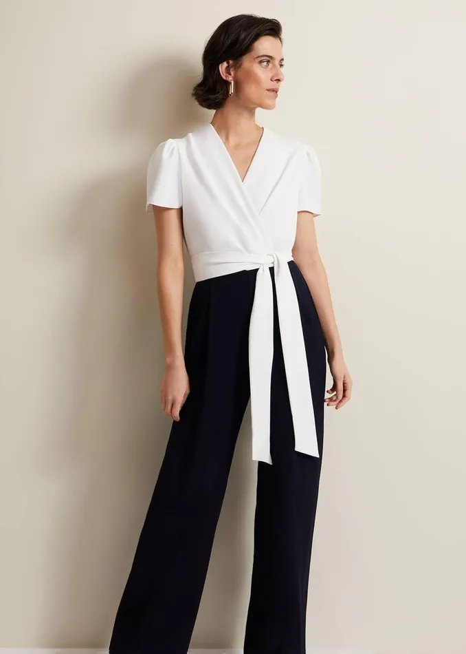 Phase Eight Dresses Eloise Wide Leg Jumpsuit Navyivory 8211 Women