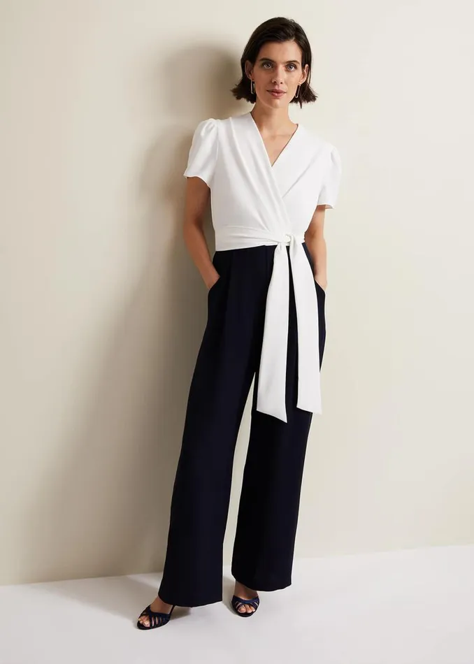 Phase Eight Dresses Eloise Wide Leg Jumpsuit Navyivory 8211 Women
