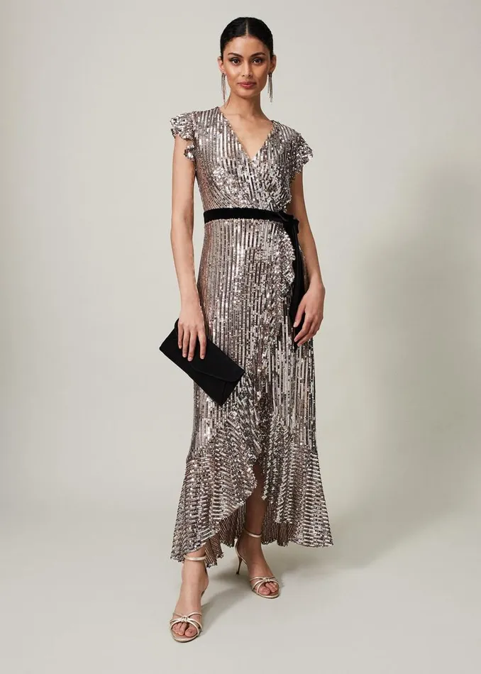 Phase Eight Dresses Enja Sequin Maxi Dress Gold 8211 Women