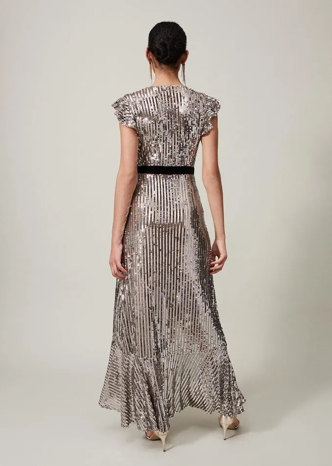 Phase Eight Dresses Enja Sequin Maxi Dress Gold 8211 Women