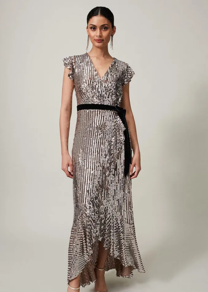 Phase Eight Dresses Enja Sequin Maxi Dress Gold 8211 Women