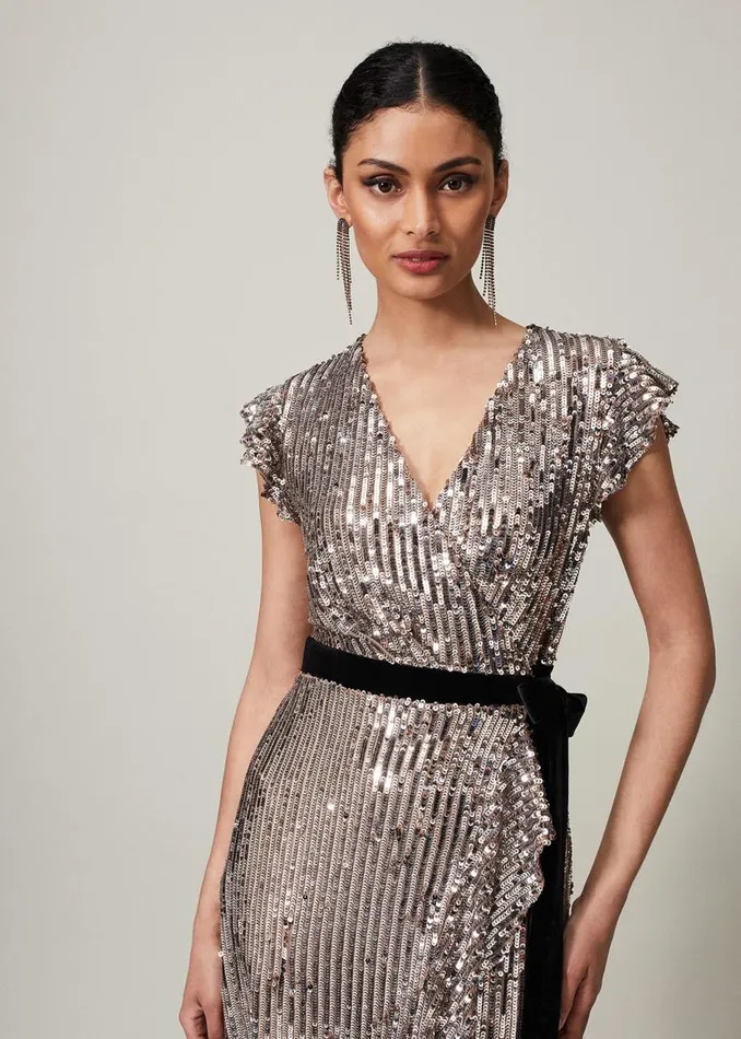 Phase Eight Dresses Enja Sequin Maxi Dress Gold 8211 Women