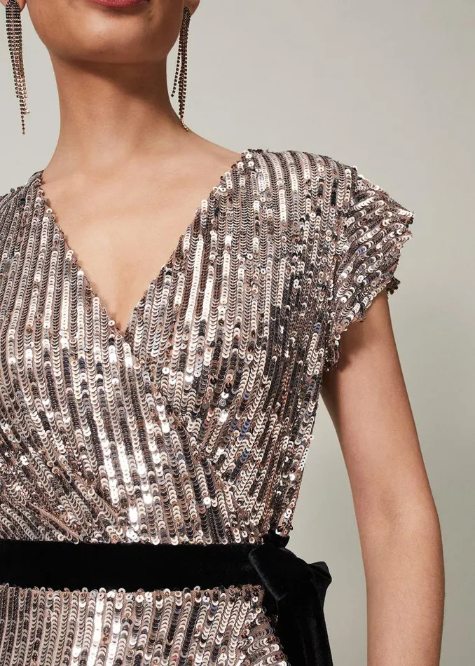 Phase Eight Dresses Enja Sequin Maxi Dress Gold 8211 Women