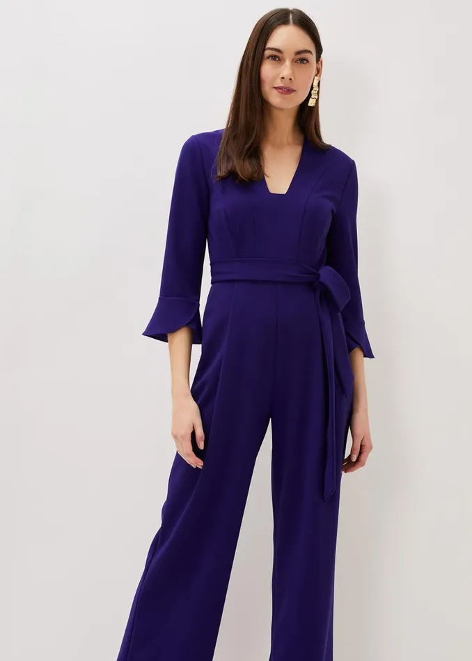 Phase Eight Dresses Eydie Fluted Sleeve Jumpsuit Royal Blue 8211 Women